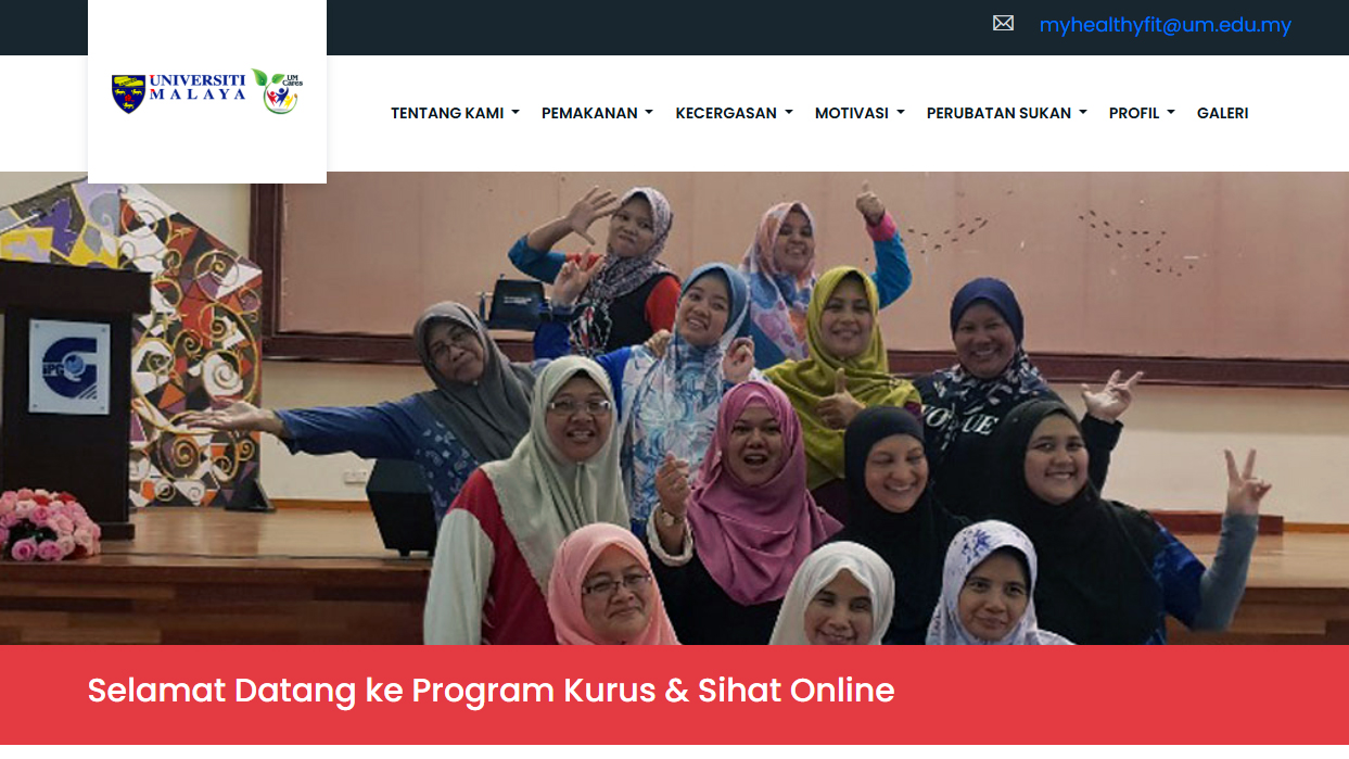 Screenshot of the Cabaran Kurus Sihat Online website interface